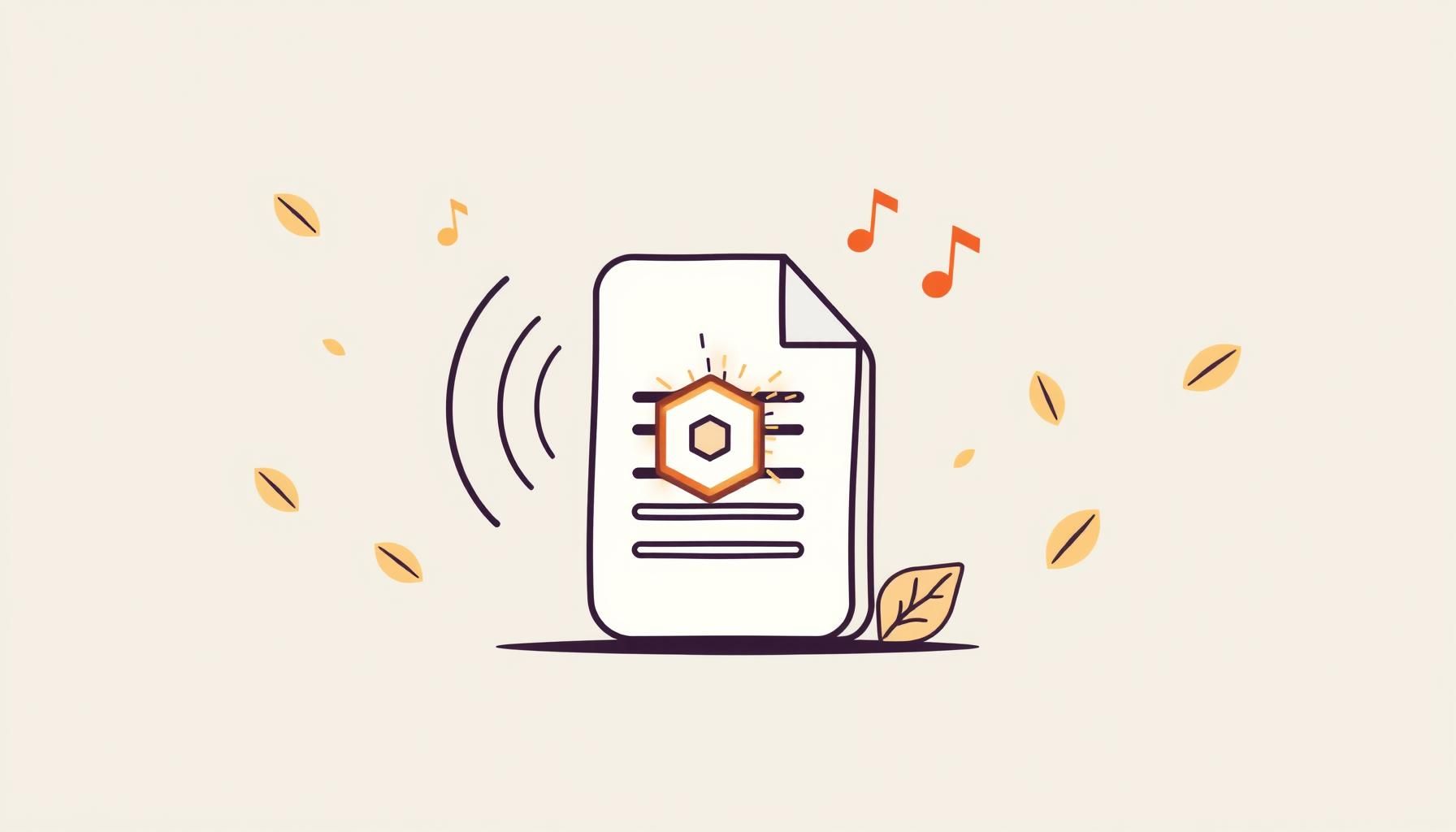 Dokumen digital dengan ikon audio