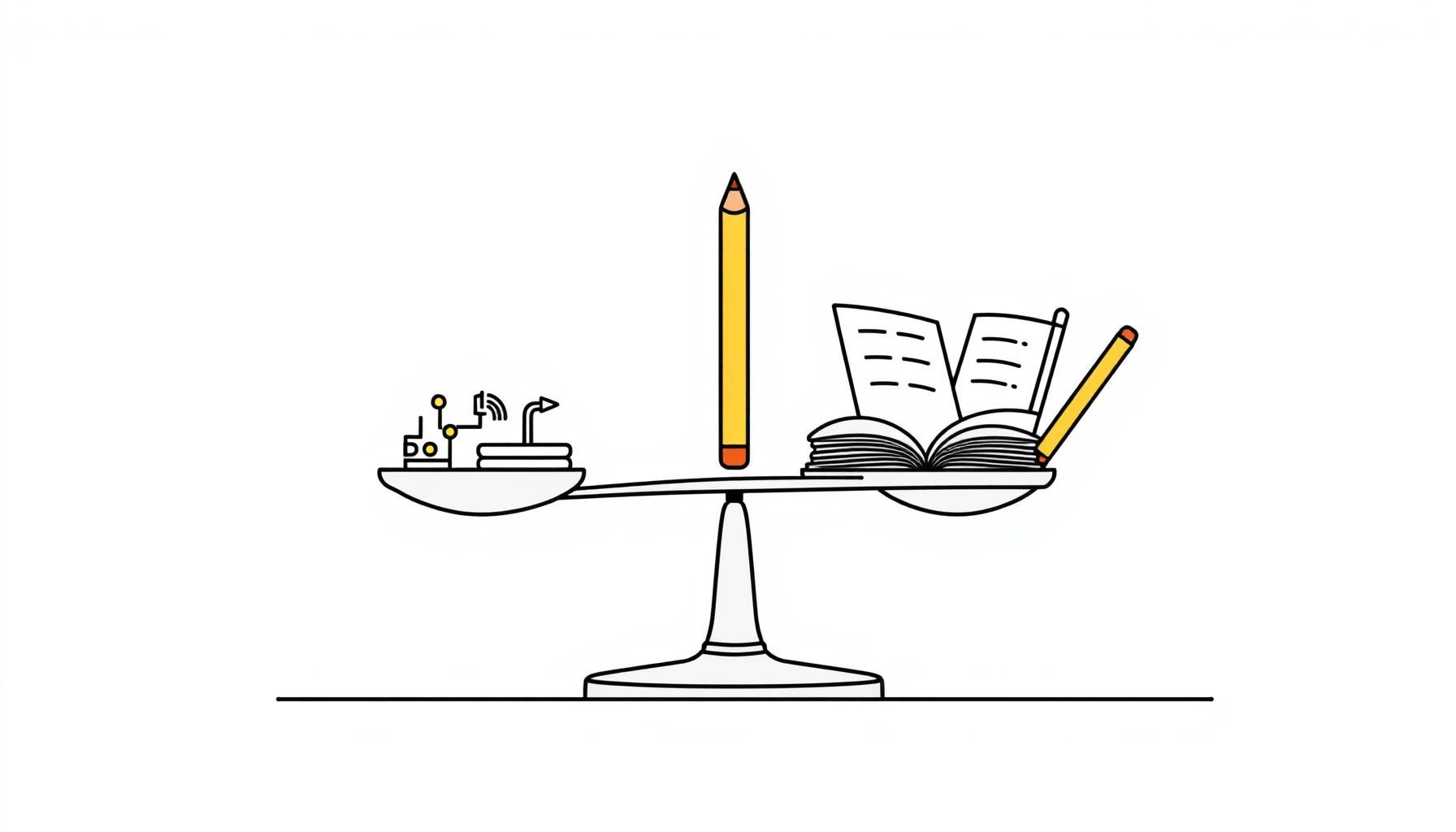 professora e alunos usando tecnologia de forma equilibrada