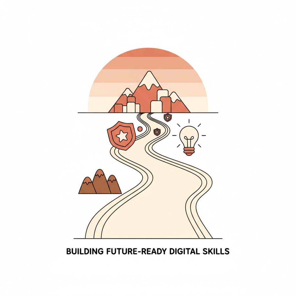 Parent and child envisioning future technology together