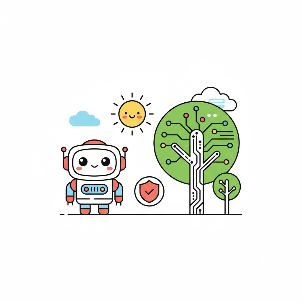 Anak menggunakan tablet dengan AI