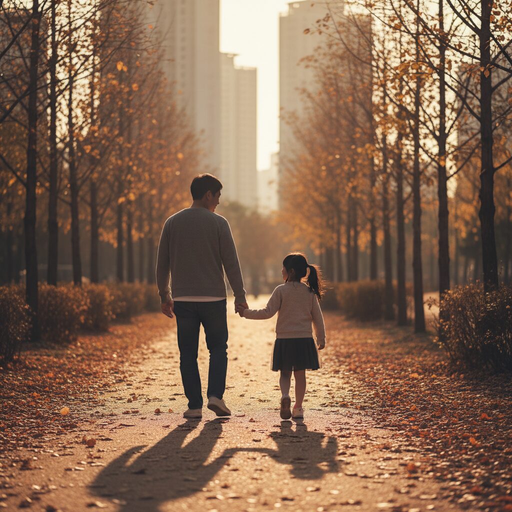 疲れたビジネスマンが公園のベンチでスマホを見ながら休憩