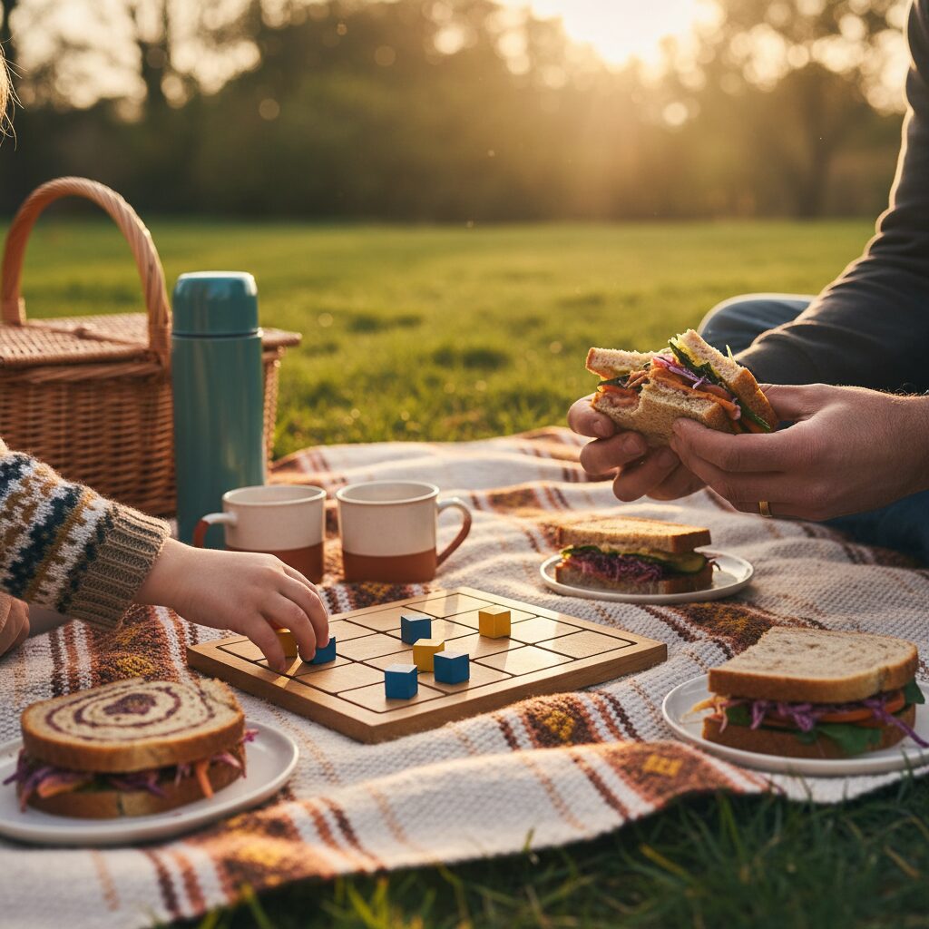 Calepin avec idées de jeux familiaux et crayons