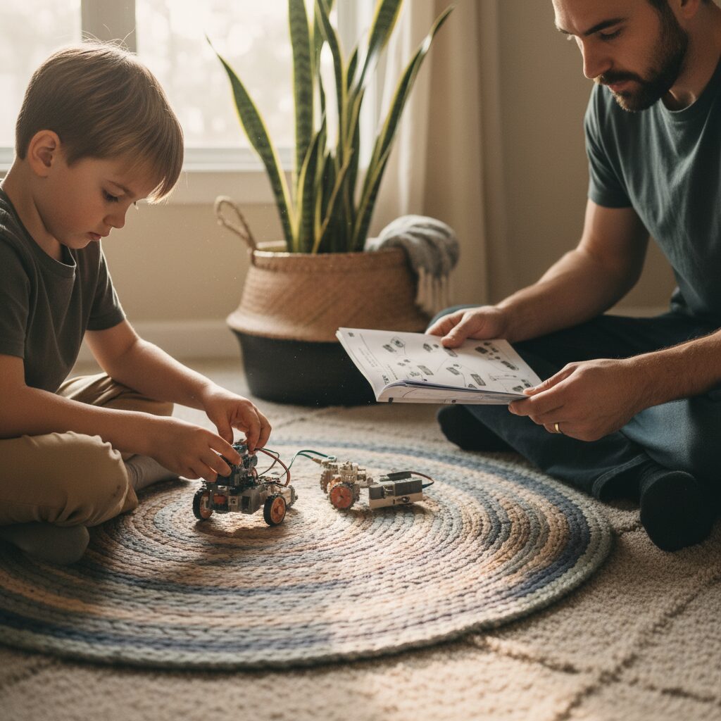 anak belajar coding dengan ekspresi tekun