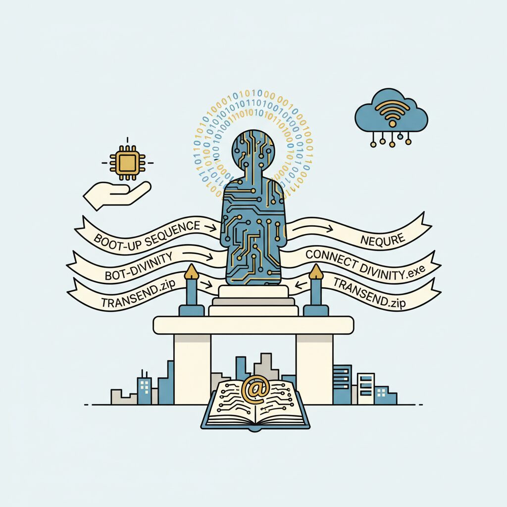 Modern technology with religious symbols