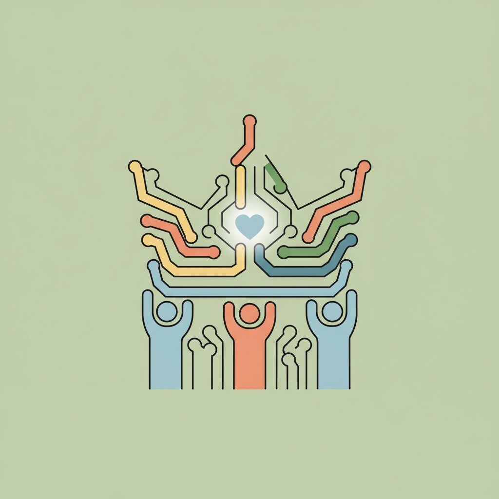 AIと神社の鳥居の融合イメージ