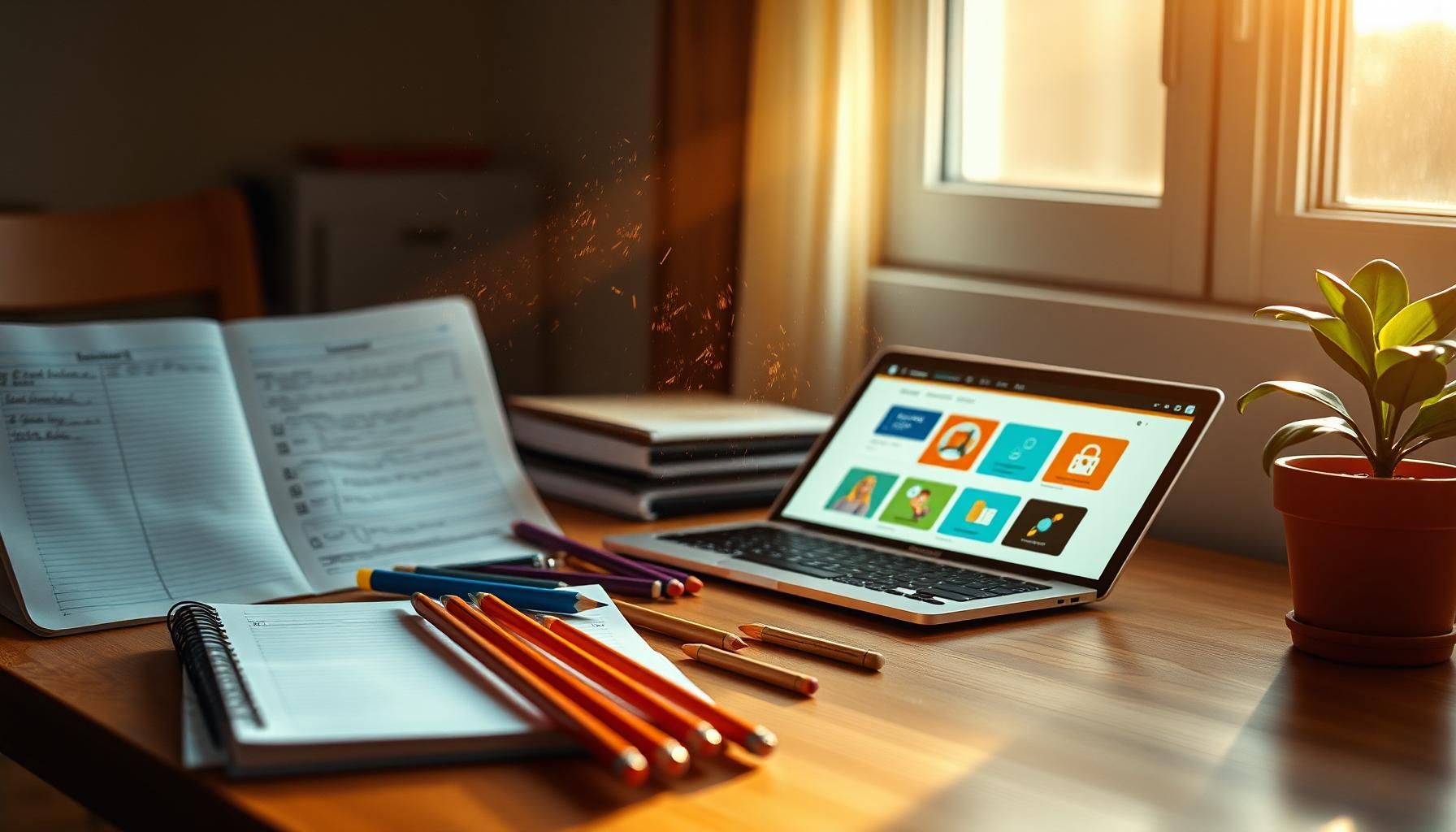 一个孩子在平板电脑上开心地学习,象征着智能学习平台带来的乐趣