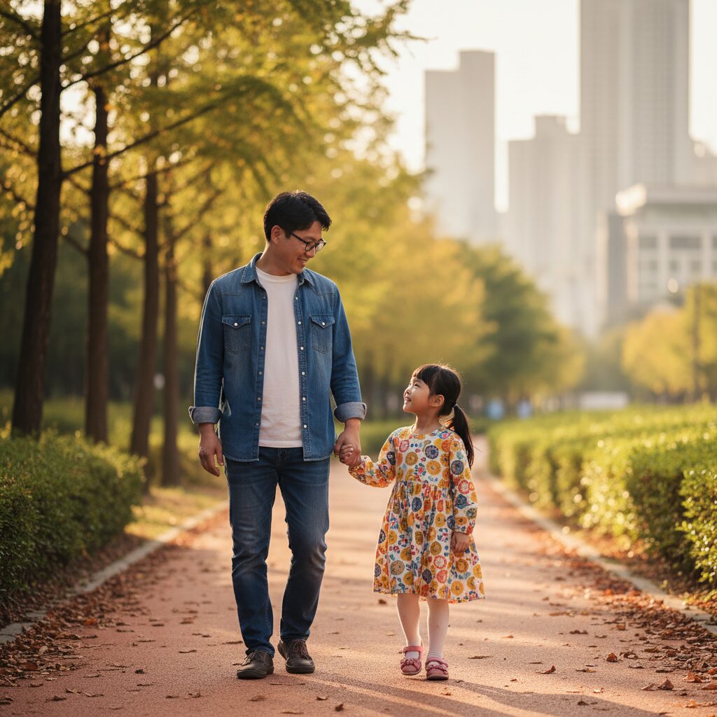 padre e hija usando dispositivo táctil juntos