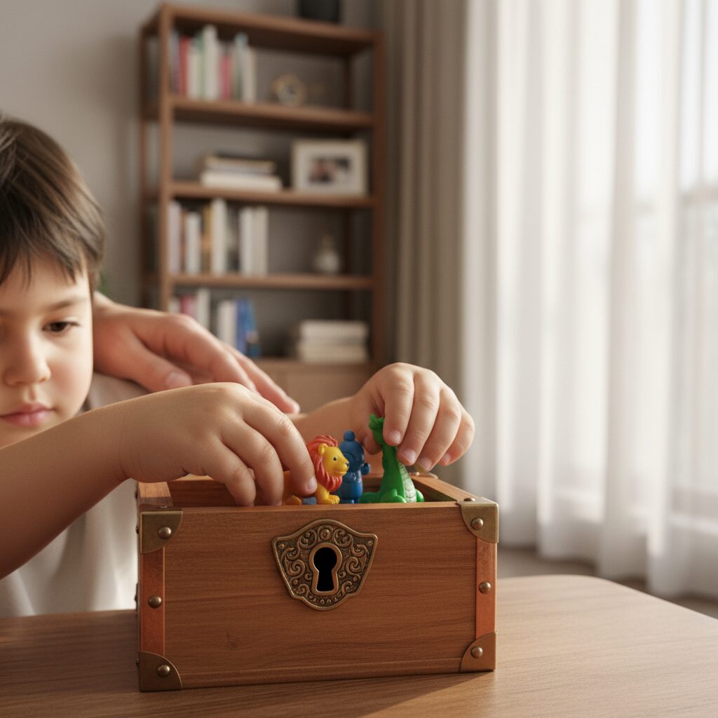 Famille configurant des paramètres de confidentialité sur tablette