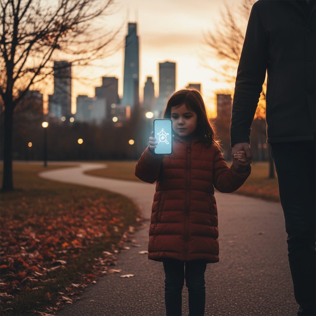 Parent et enfant explorant une application éducative