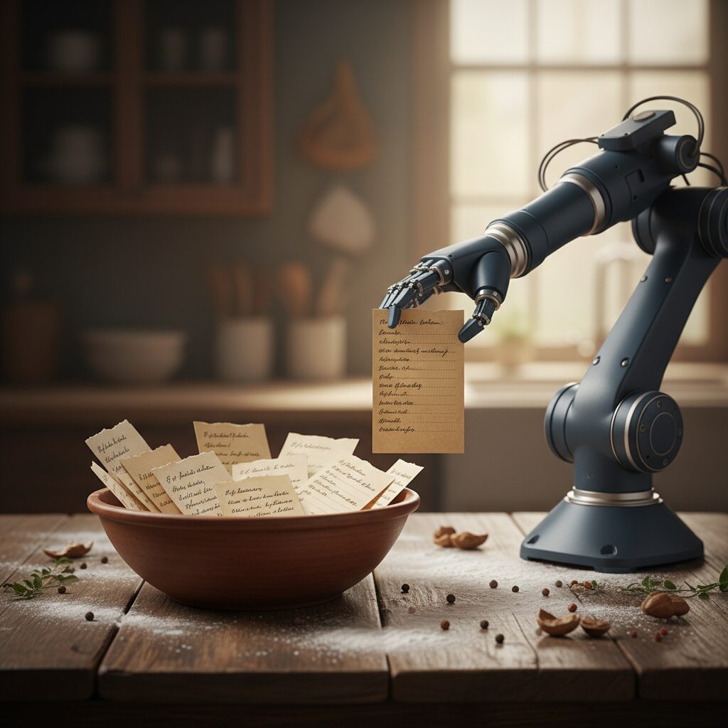 A family laughing together at the dinner table, prioritizing human connection.