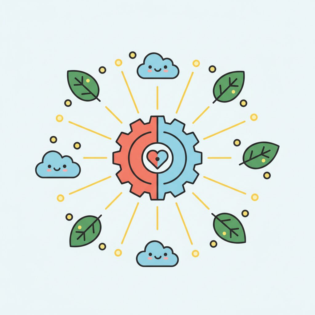 親子で共に未来を切り開くイメージ