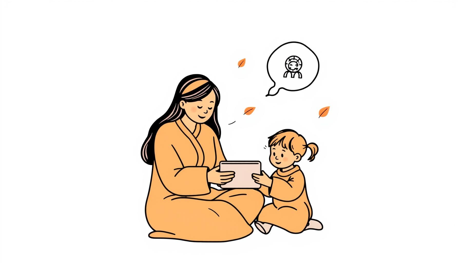 親子でAIを使って学ぶ様子