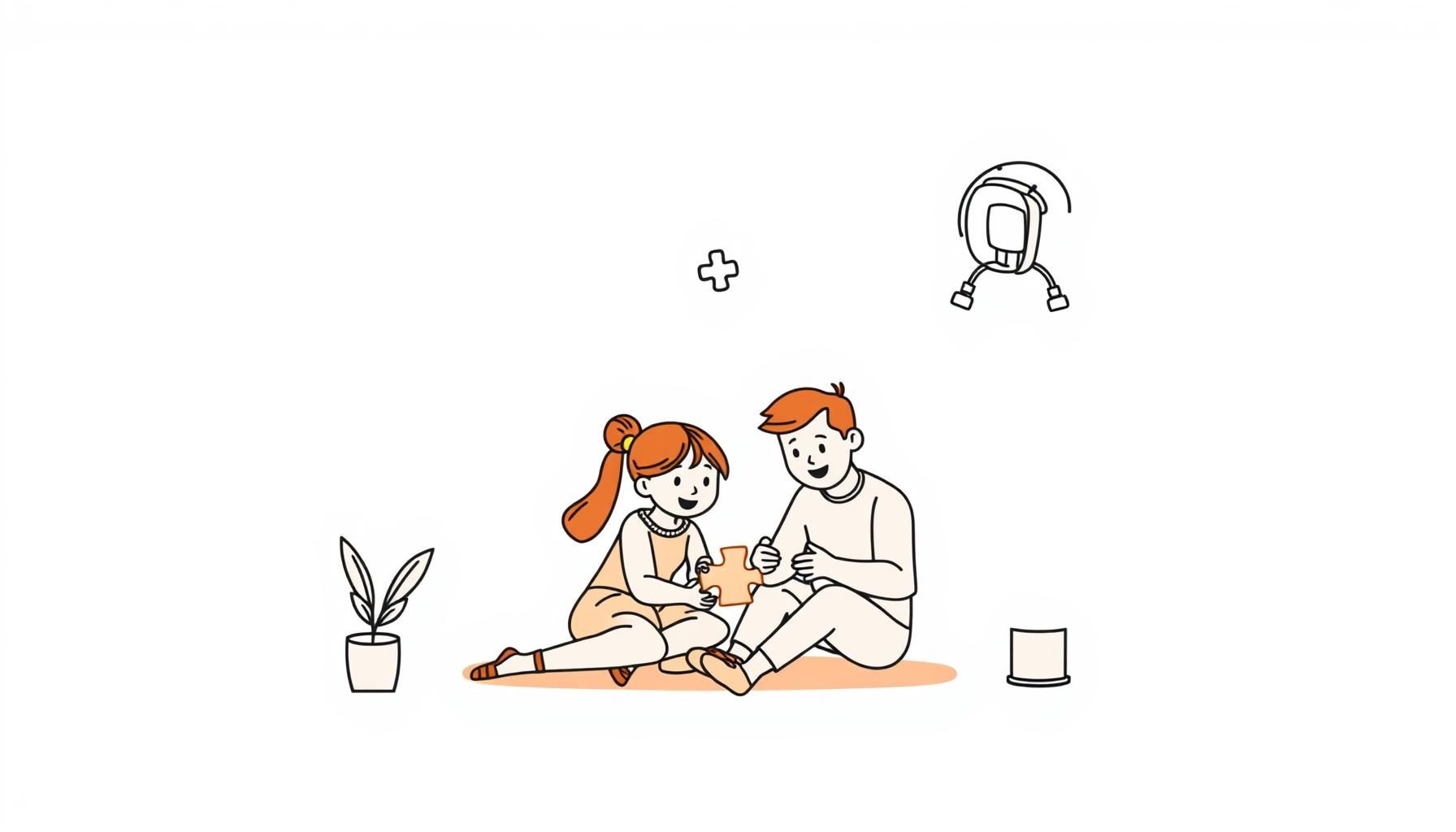 Family solving a puzzle together