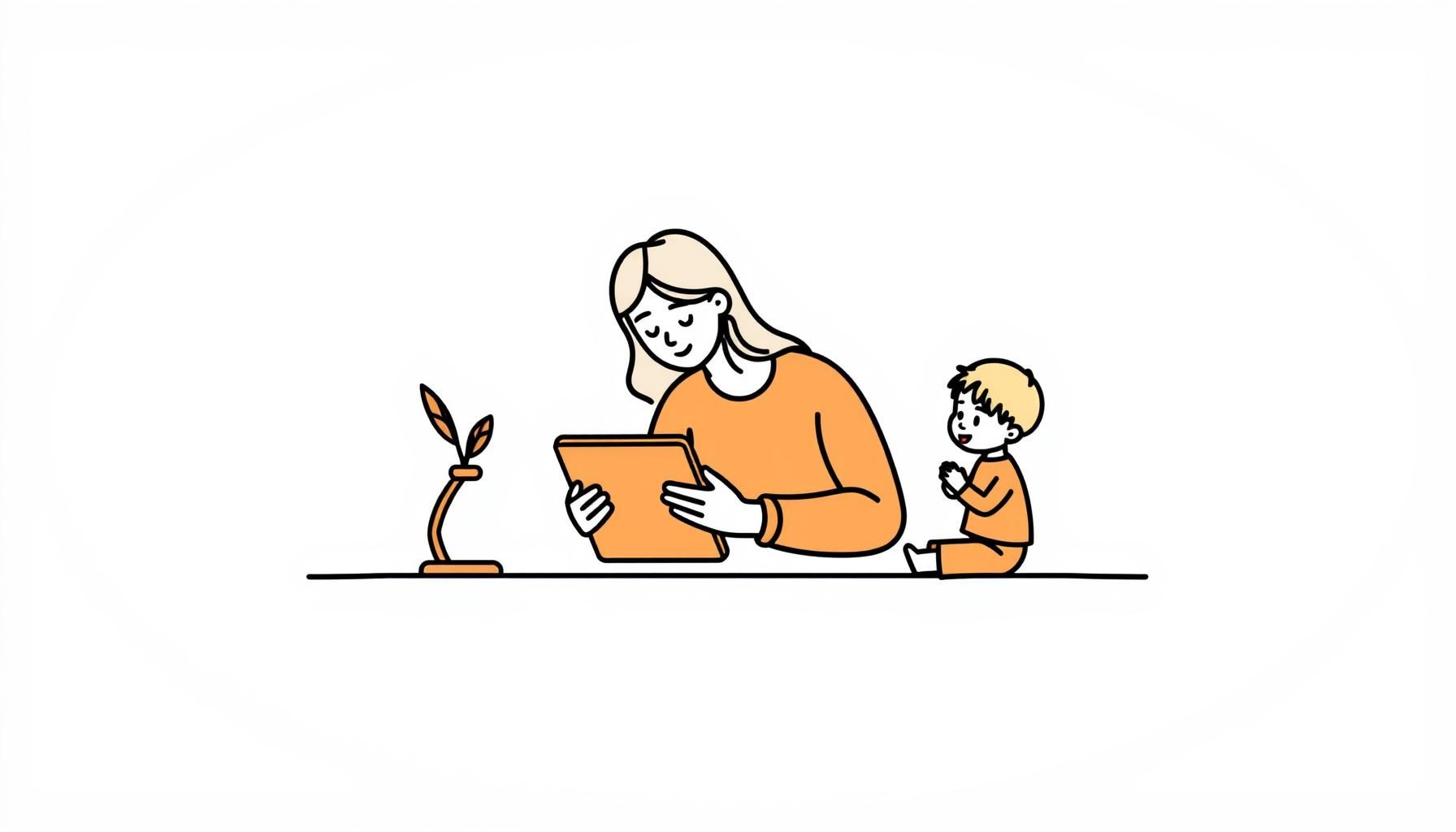 親子でAIを使って学習する様子