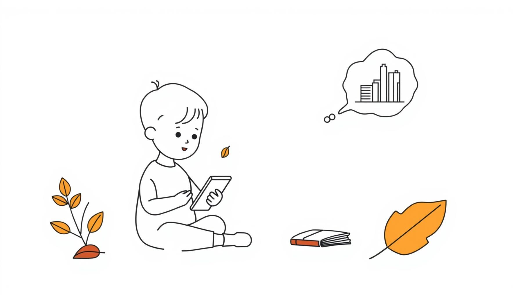 Child using a tablet for learning