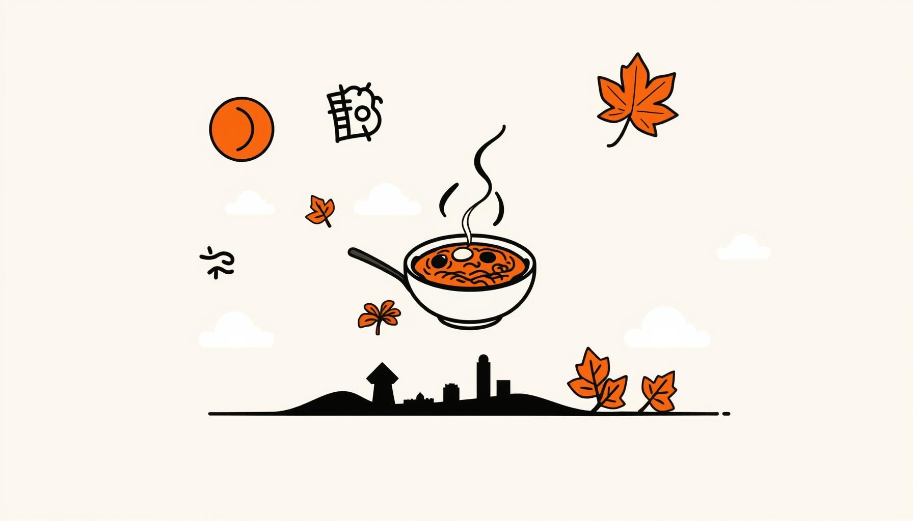 Family collage wall showing drawings of kimchi stew and maple leaves