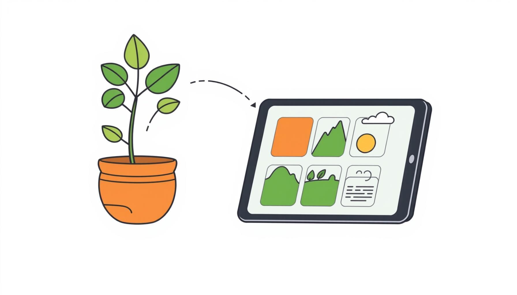 Padre e hija revisando app de naturaleza con lápices de colores