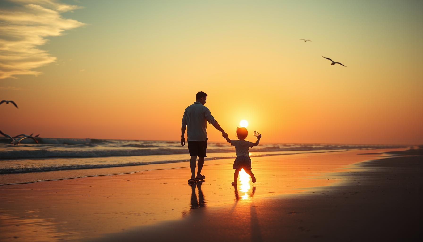 anak tertawa memandang matahari terbenam