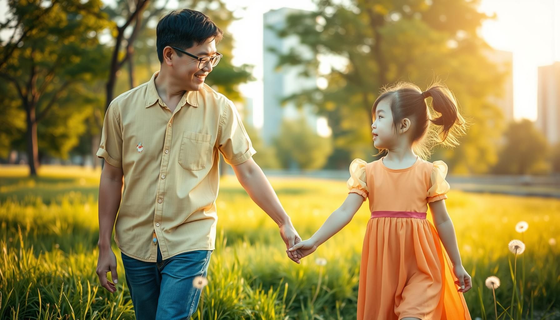 Óculos de aprendizagem com IA sobre mesa pais e filha olhando juntos