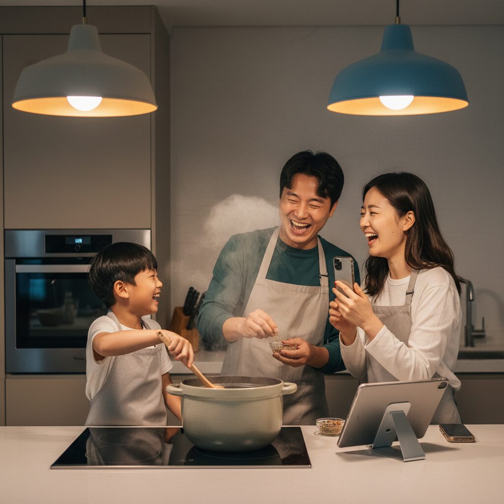 Gia đình nấu ăn sáng tạo cùng con