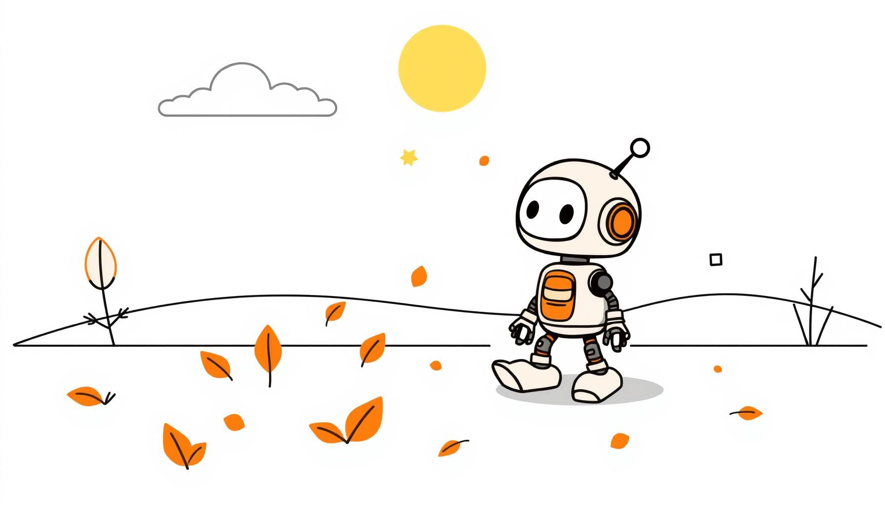 child playing with futuristic robot teammate outdoors