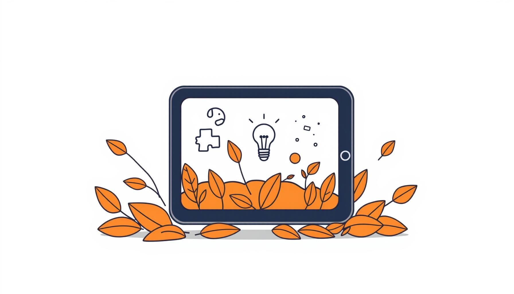 enfant souriant apprenant avec tablette