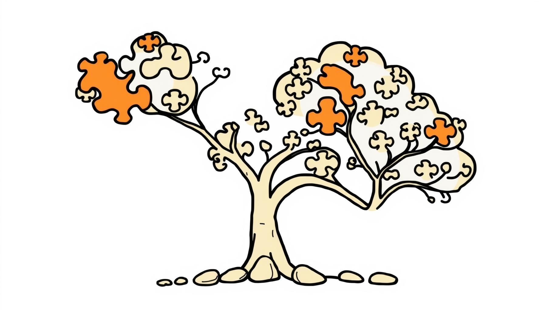 طفل يحل ألغاز بمكونات طبيعية في ساحة منزلية