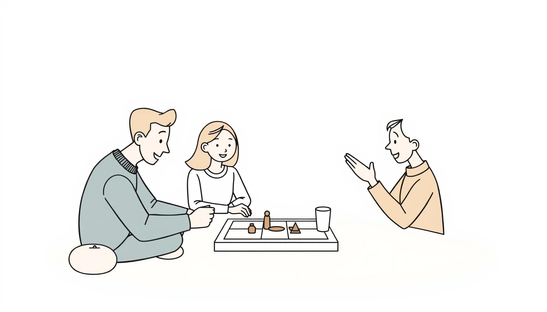 Family playing a board game together