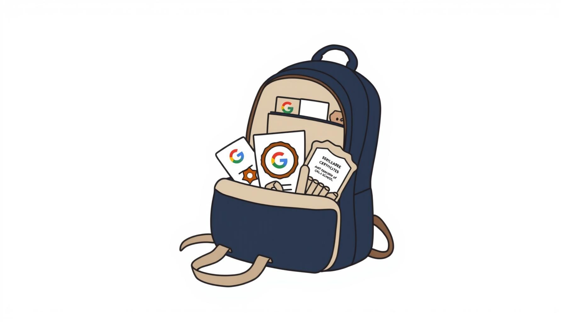 Colorful backpack overflowing with AI tool icons