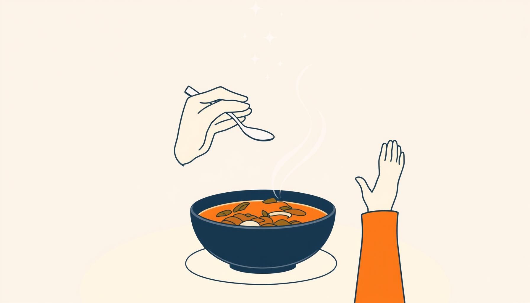 된장찌개 앞에서 아이에게 AI를 설명하는 아빠