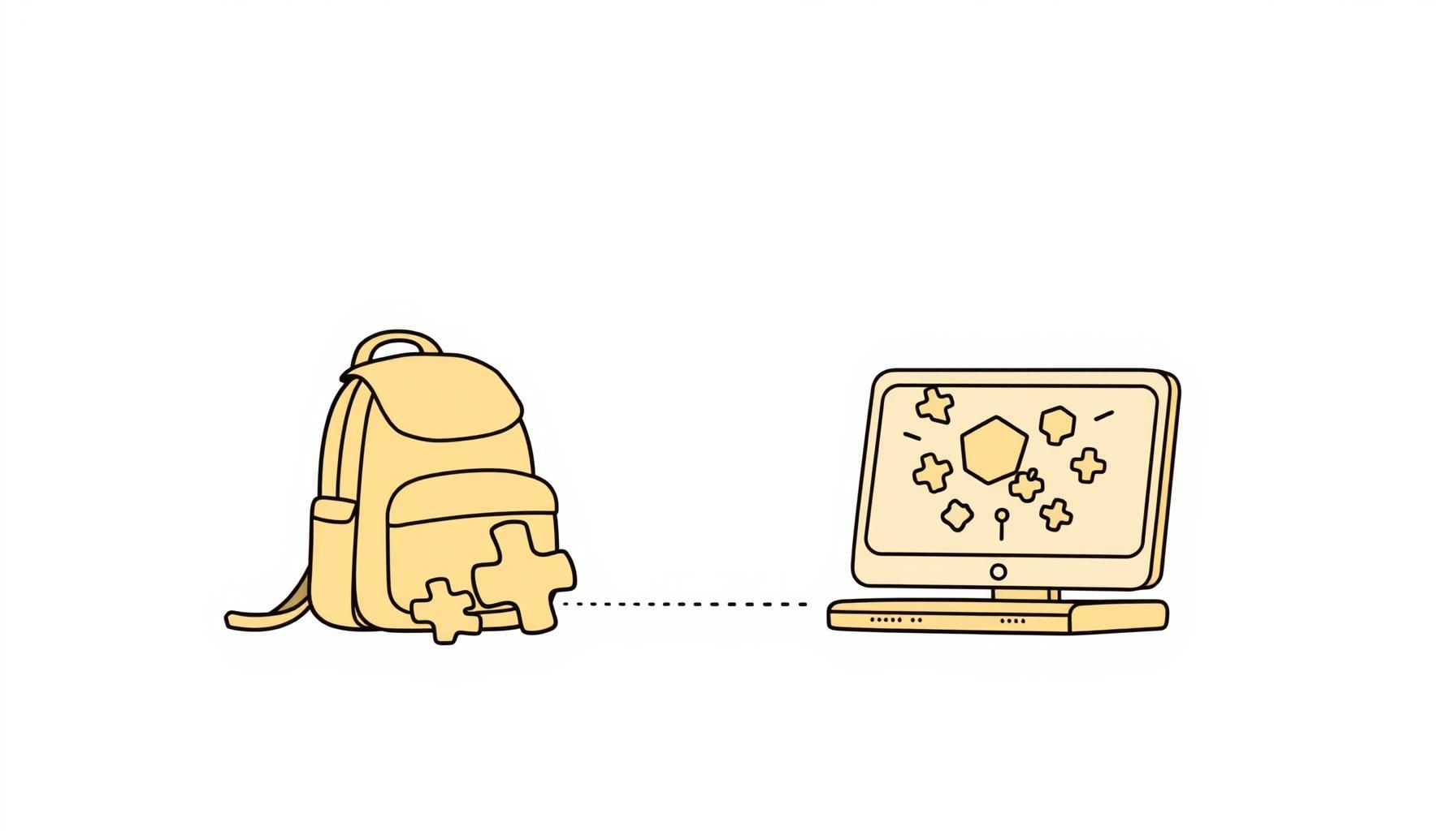 طفلة تقوم بألعاب بناء إبداعية بينما تستخدم أداة رقمية تعليمية