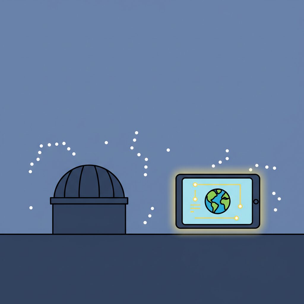 プラネタリウムで星空を学ぶ家族