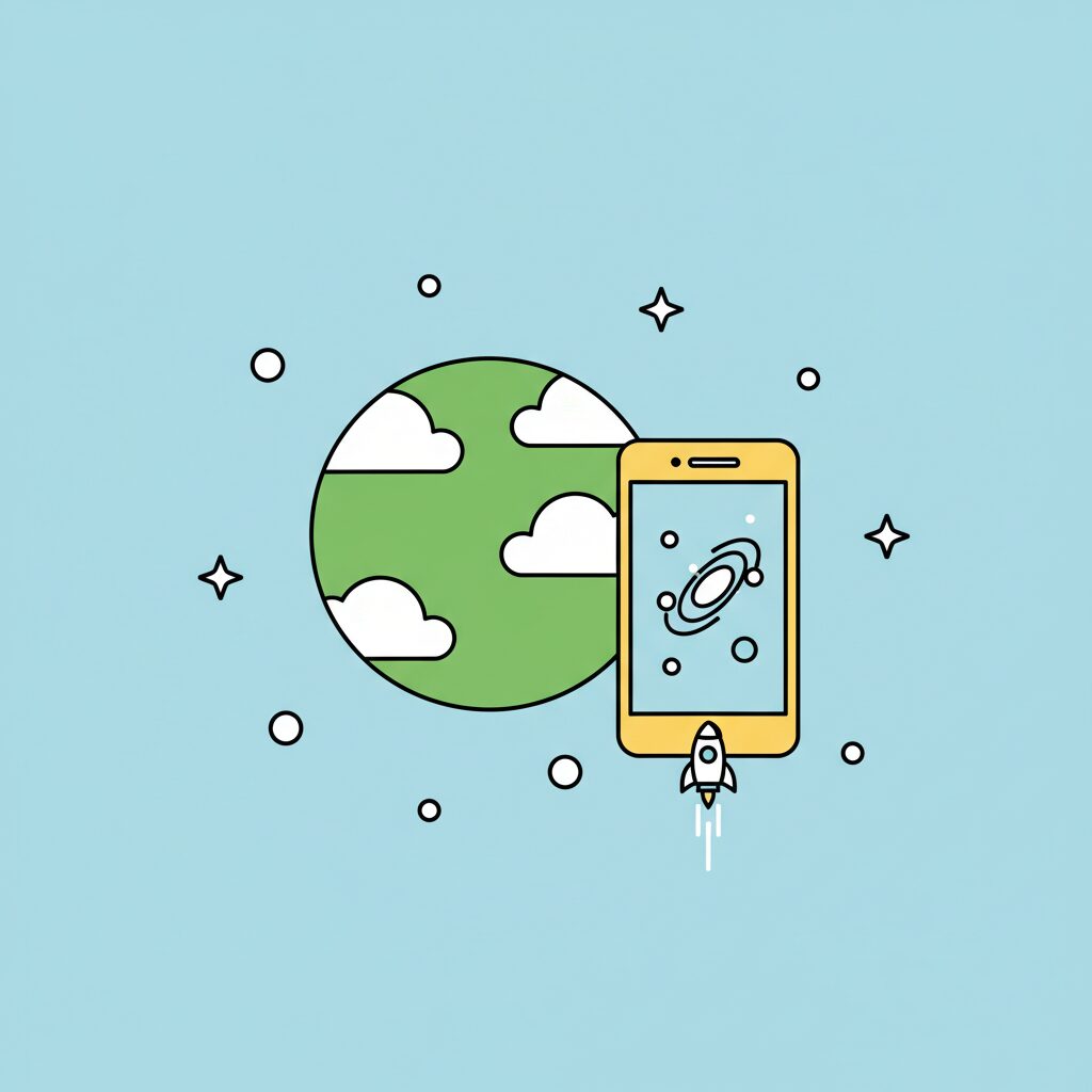 子どもと一緒にスマホで地球ズーム動画を作る親子