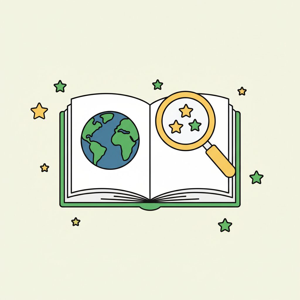 地球の壮大さを学ぶ親子の様子