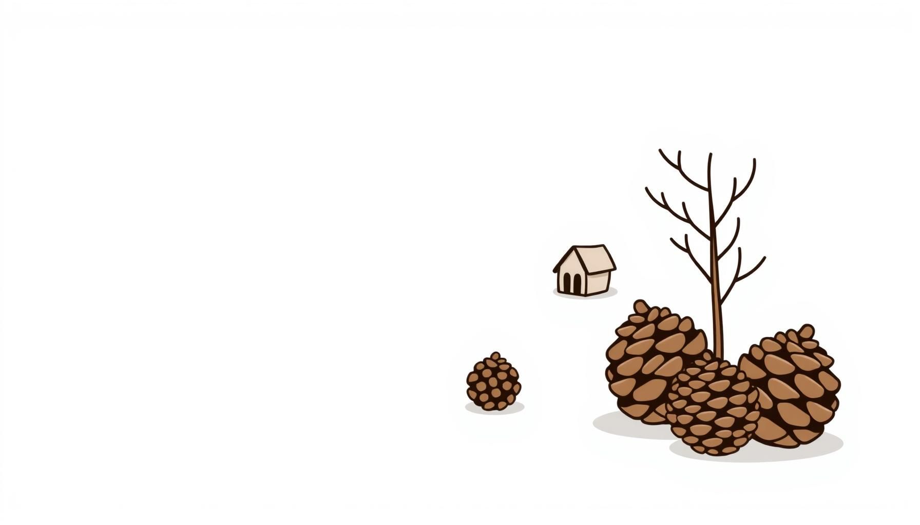 Family creating fairy houses from pinecones together