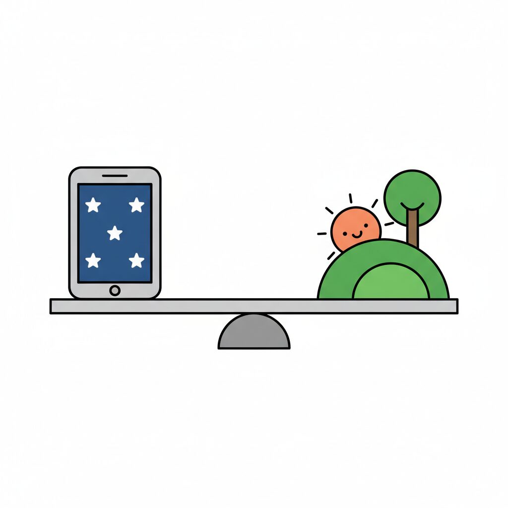 Niño jugando en parques mientras usa tecnología