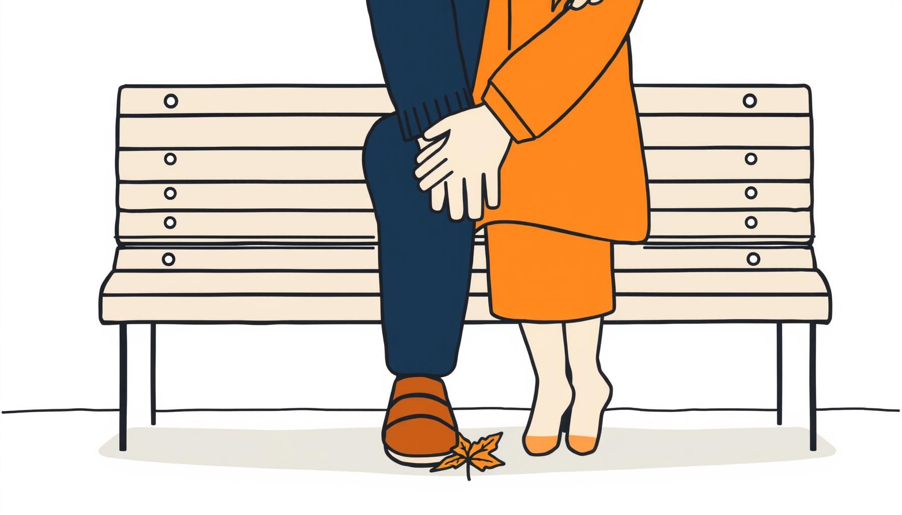 공원 벤치에 나란히 앉아 손잡은 부녀