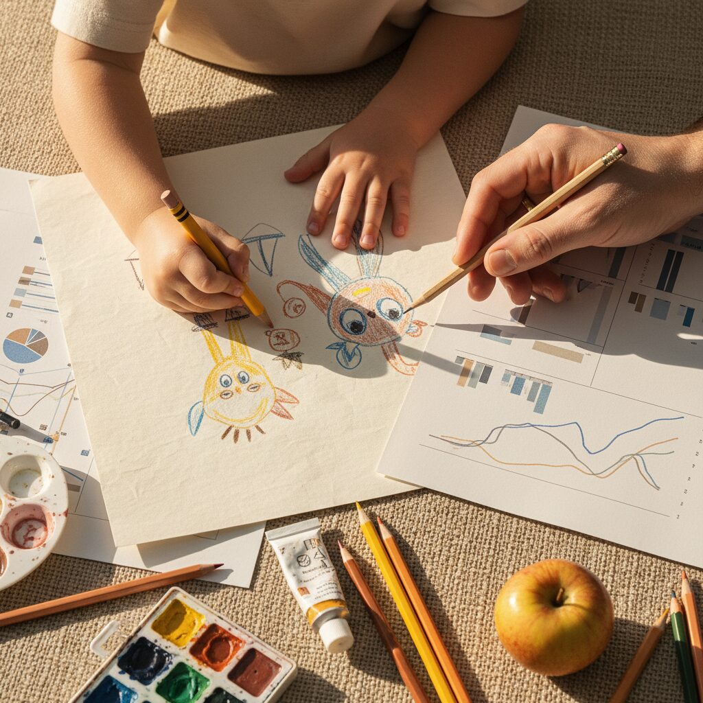 孩子在公园与朋友进行创意游戏