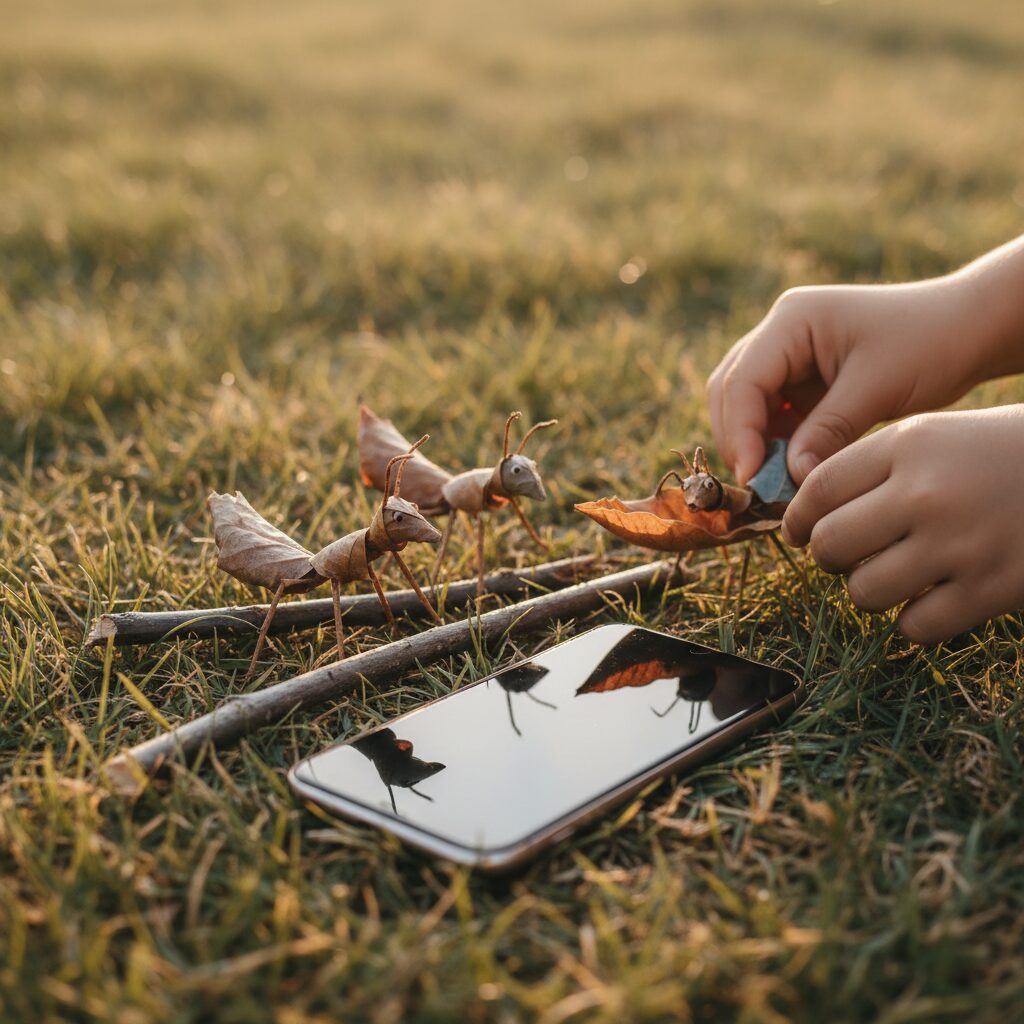 Famille jouant avec des blocs en bois colorés