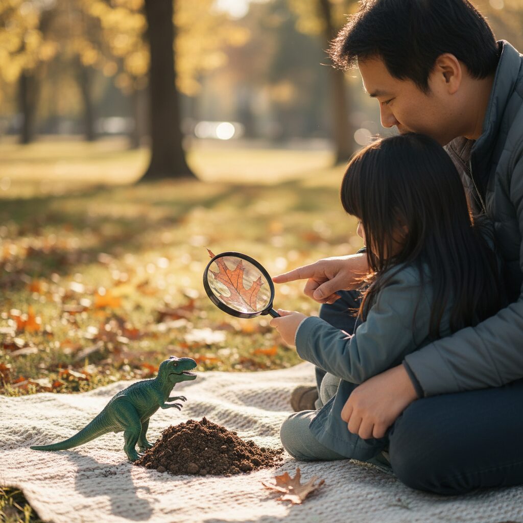 Groupe d'enfants discutant près d'un tableau