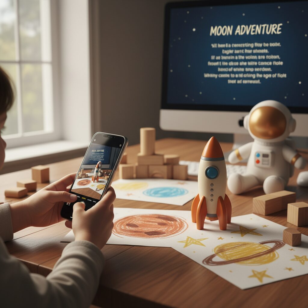 طفلة تشاهد فيديوهات بينما يساعدها الأب