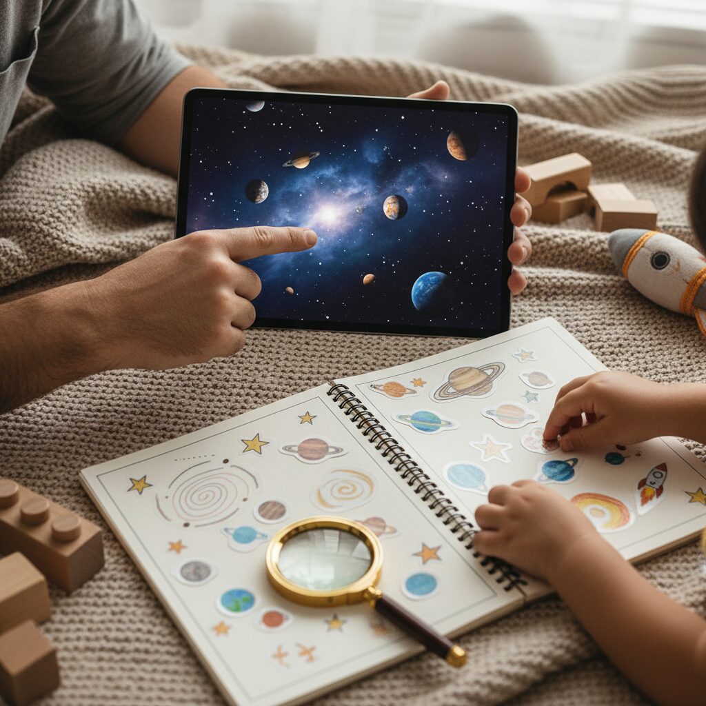 طفلة تصمم أفكاراً باستخدام تقنيات حديثة