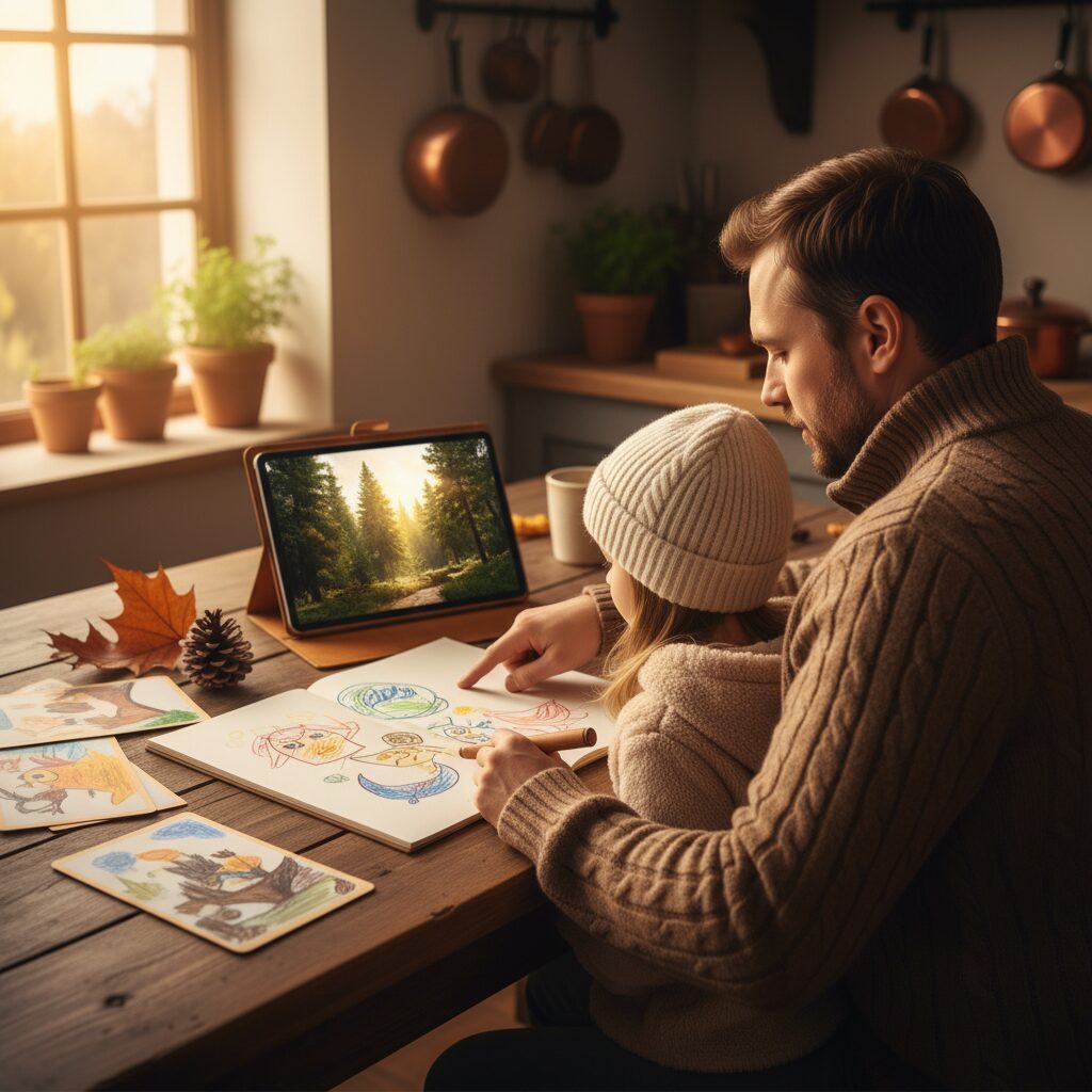 طفلة تصمم رحلة افتراضية أثناء سفر العائلة