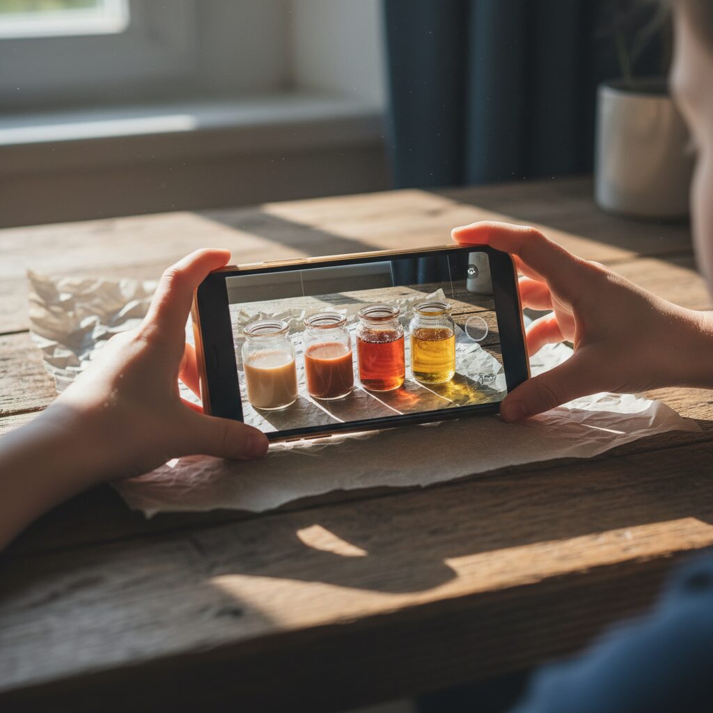 Keluarga memilih video bersama di sofa