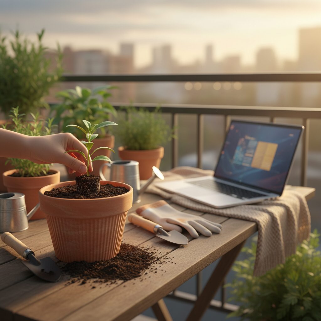 家族で工作する様子 AIツールでデザインを投影