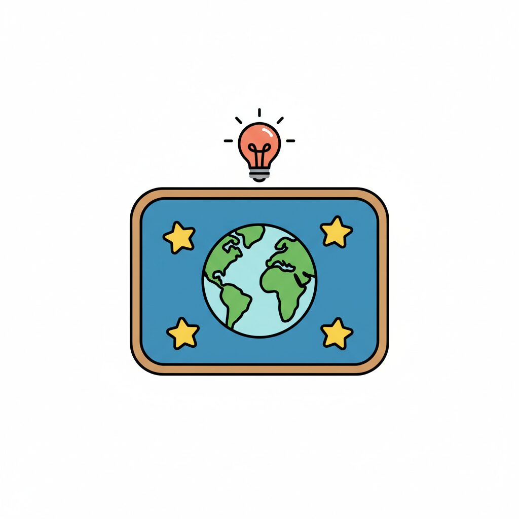 Crianças aprendendo geografia com vídeo de zoom da Terra gerado por IA
