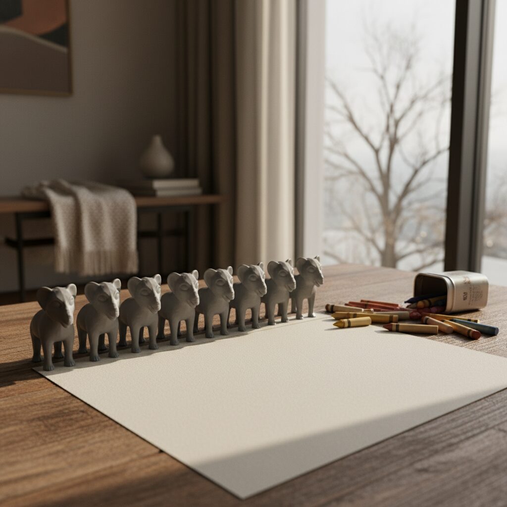 Niña explorando libros de arte while padres guían sobre IA digital