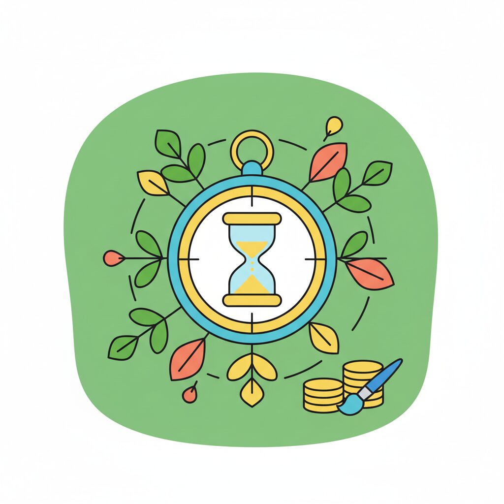 家族で自然素材を使ったアート制作をする情景