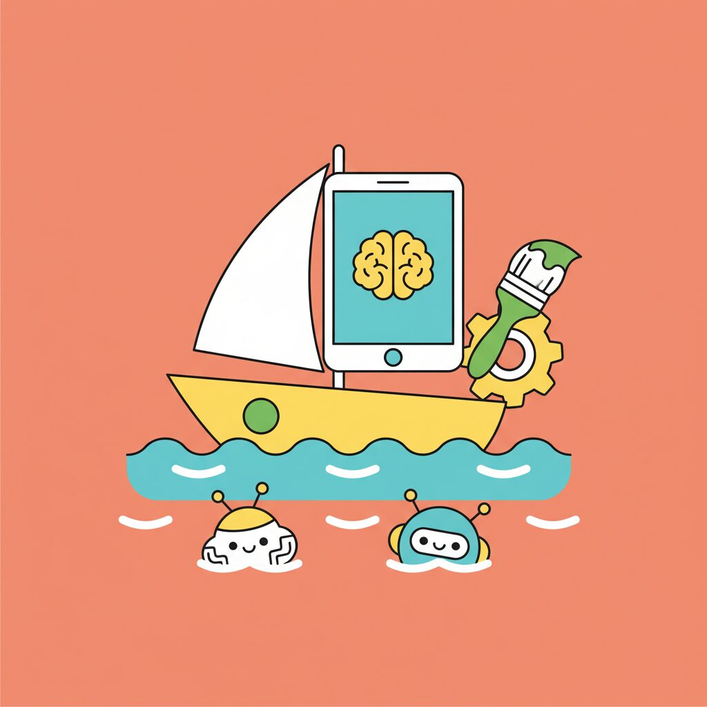 親子がデジタルツールで共同作業する温かな光景