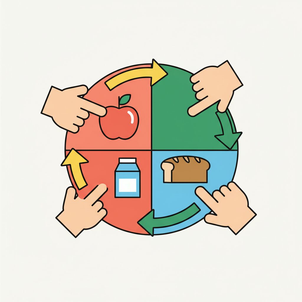 famille préparant des aliments ensemble